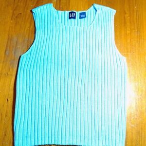 GAP‎ Sleeveless Knit Tank Top Extra Large XL Ribbed Cotton Aqua Blue